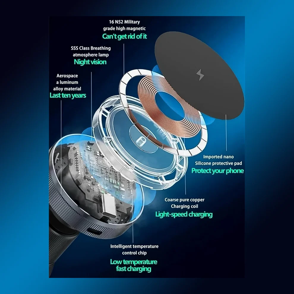 Magnetic Mount Wireless Charger With Music Reactive Lights - Image 3